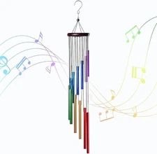 Outdoor Colorful Wind Chimes 12 Aluminum Tubes Garden Patio Balcony Decor