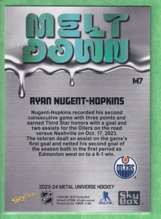 2023-24 Skybox Metal Universe Meltdown #M7 Ryan Nugent-Hopkins Edmonton Oilers - Image 2 of 2