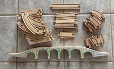 Lot of 46 Wooden Railway Track Thomas  Friends or Brio 43 Pieces  3 Pc Bridge