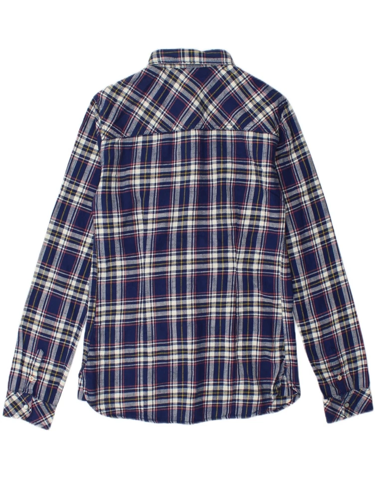 Camisa de franela ROXY para mujer Reino Unido 12 mediana azul a cuadros algodón AG06 Foto 4 de 4