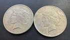 Two Coins,  1922 Silver Peace One Dollar Coins,  Liberty Eagle Design