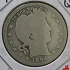 1894 P Barber Liberty Head Quarter 90% Silver US Coin 0.18084 troy oz *Fair