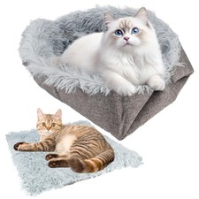 2 en 1 Double Usage Panier, 61x51cm Matelas Chien, Gris Coussin Chat Doux et ...
