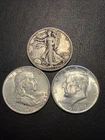 Lot Of 3 Silver Half Dollars: 1935 Walker, 1949 Franklin, 1964 Kennedy