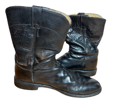 Botas de Vaquero Justin 13 B De Colección Para Hombre Cuero Negro EE. UU. 3170 Resistentes al Aceite - Imagen 3 de 12