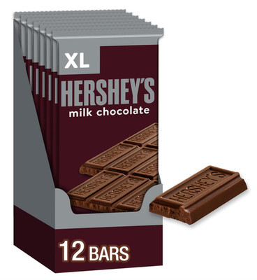 HERSHEY'S Milk Chocolate XL Candy Bars, 12 Count Box, 4.4 oz Each Bar