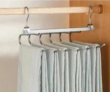 6-Tier Space Saving Trouser Hanger – Foldable Pants Rack, Non-Slip Hooks