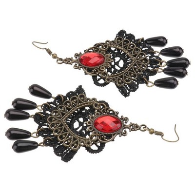 1 Paar zarte Vintage -Ohrringe Gothic Styled Ohranhänger Ohrschmuck (rot)