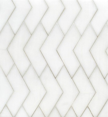 CHEVRON WHITE GLASS MOSAICS TILE BACKSPLASH WALL (SOLD BY 10 PCS)
