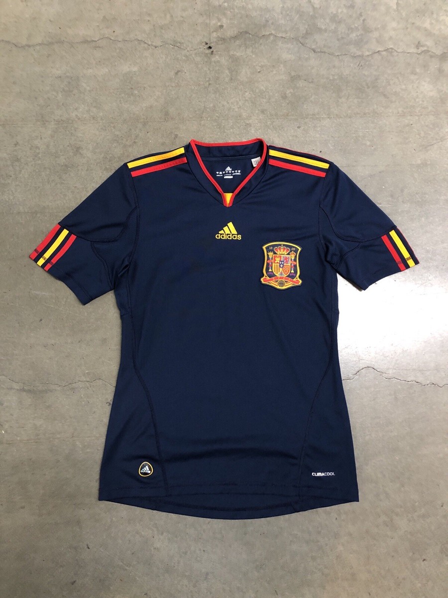 adidas 2010 スペイン代表　ビジャ　ユニフォーム　Mサイズ　ネイビー Adidas Spain Away 2010 World Cup Patch Soccer Navy Jersey