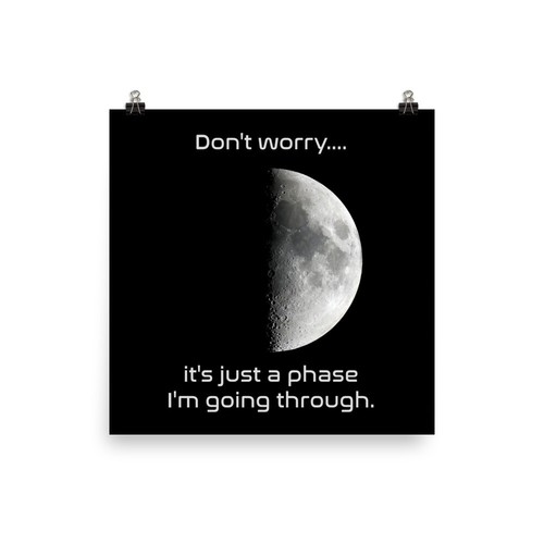 Funny Astronomy Poster Half Moon Just a Phase I'm Going Through - Picture 2 of 15