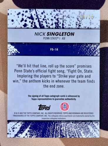 Nick Singleton Autograph 2023 Bowman Best Fight Song Sparkle /25 (Auto, SSP, RC) - Picture 2 of 2