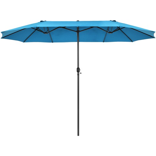 15FT Patio Double-Sided Umbrella Crank Outdoor Garden Market Sun Shade Blue - Picture 10 of 10