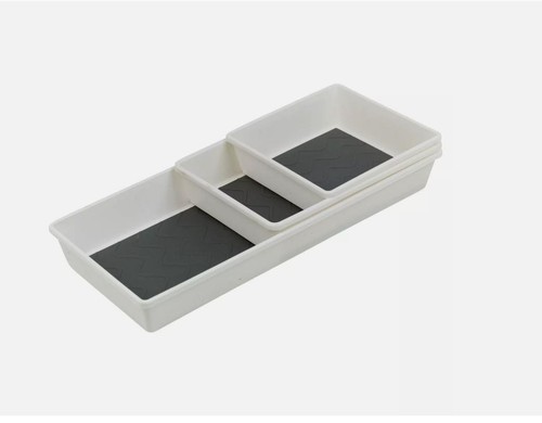 3 Pcs Non-slip Tray Set Multipurpose Drawer Organiser Food Drinks Snacks Serving - Picture 5 of 10