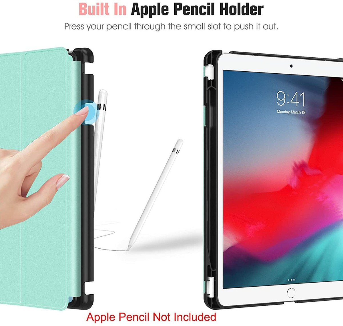 For iPad Air 3rd 10.5'' 2019 Case with Built-in Apple Pencil