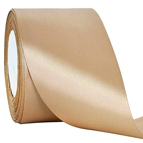 Champaign Gold Satin Ribbon 3 Inch X 25yds Solid Silk Ribbons for