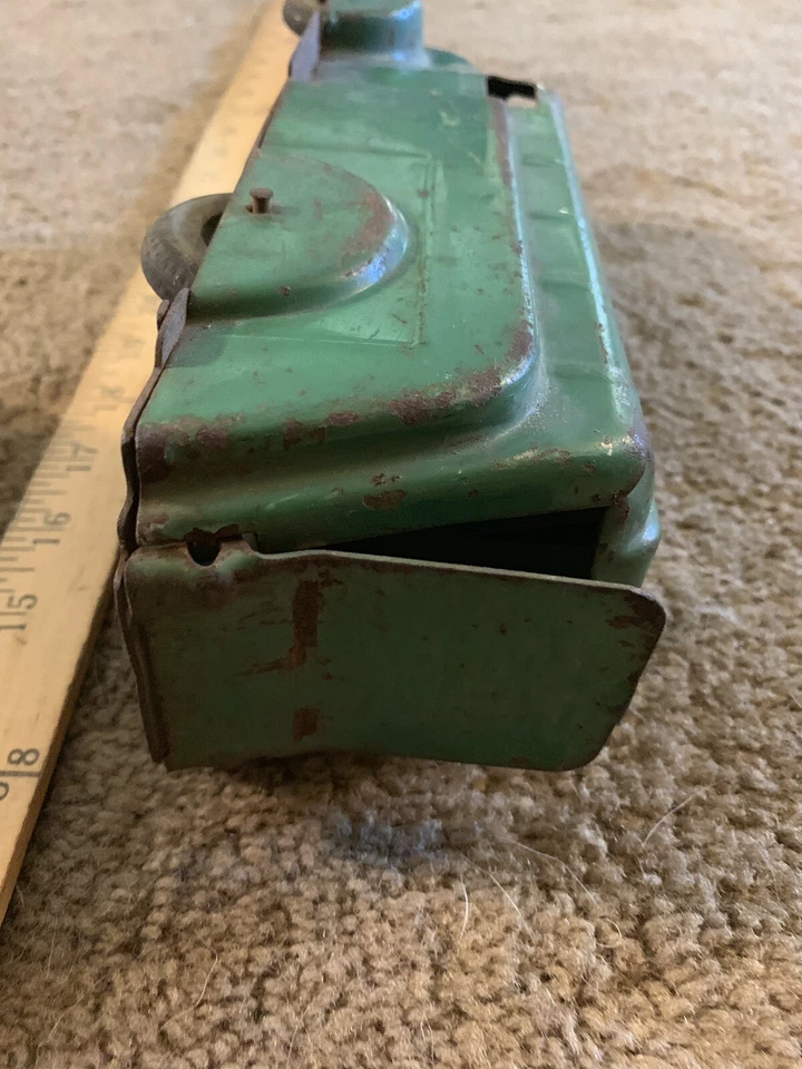 1930's Vintage Rara Verde Wyandotte Servicio Van Antiguo Prensado Acero Toy Car - Imagen 3 de 4