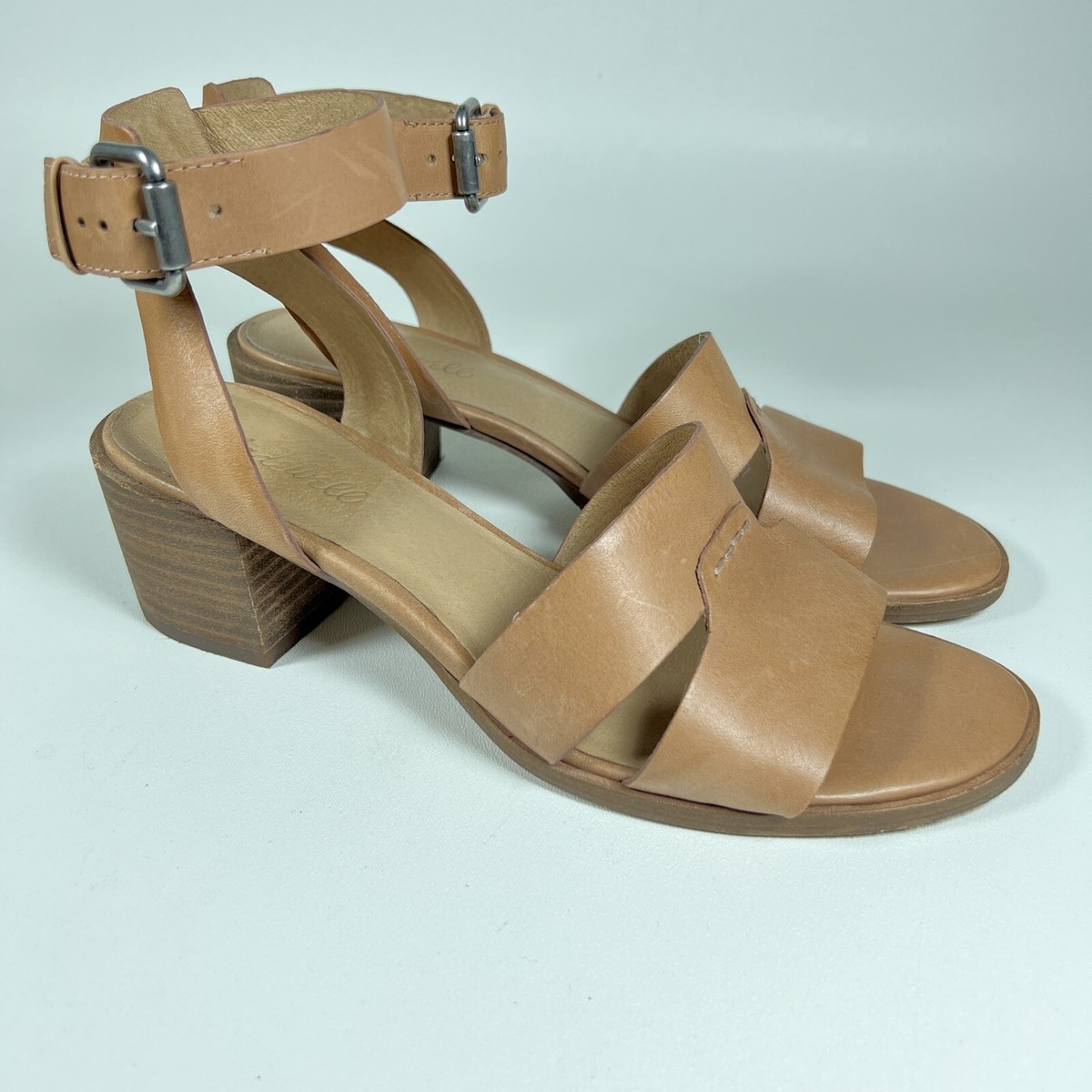 MADEWELL Kate Sandal Light Brown Antique Coral Leather Chunky 2