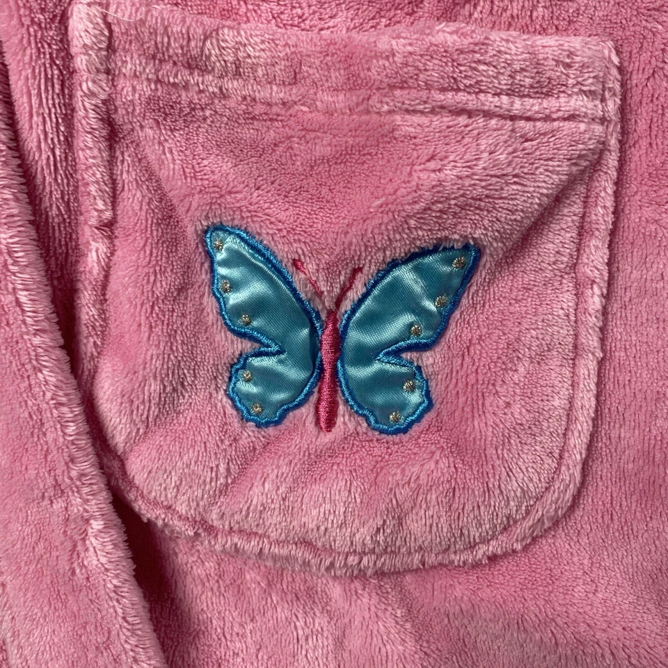 Albornoz Xhilaration Niña Rosa Felpa Mariposas Bolsillos Corbata Cinturón Talla S (Ver Foto) Foto 3 de 4