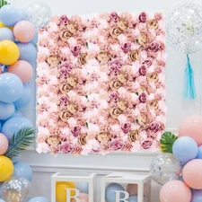 6 Pcs Artificial Flower Wall Panels Backdrop Bouquet Wedding Party Home Decor