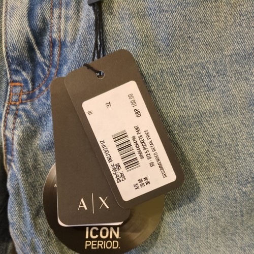 Armani Exchange Icon J13. Mens Jeans 28R Slim Dark Blue Raw Denim - Picture 6 of 9