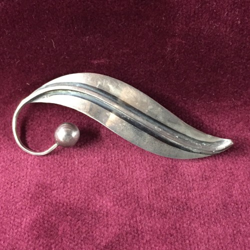 VTG Taxco Sterling Silver Large Leaf Brooch