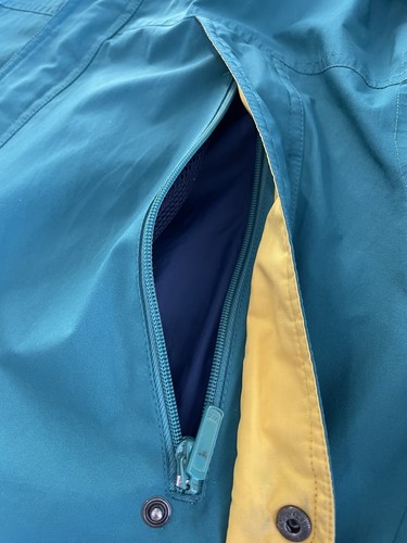 VTG Eddie Bauer Large Men’s Hooded Gore-Tex Parka Green Yellow Blue - Picture 3 of 19