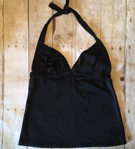 J. CREW FACTORY TANKINI TOP c0110 BLACK SOLID SWIM HALTER NEW Pick Sz