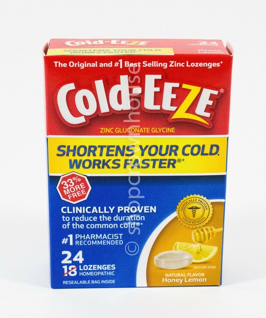 COLDEEZE Zinc Gluconate Glycine 24 HONEY LEMON Lozenge homeopathic