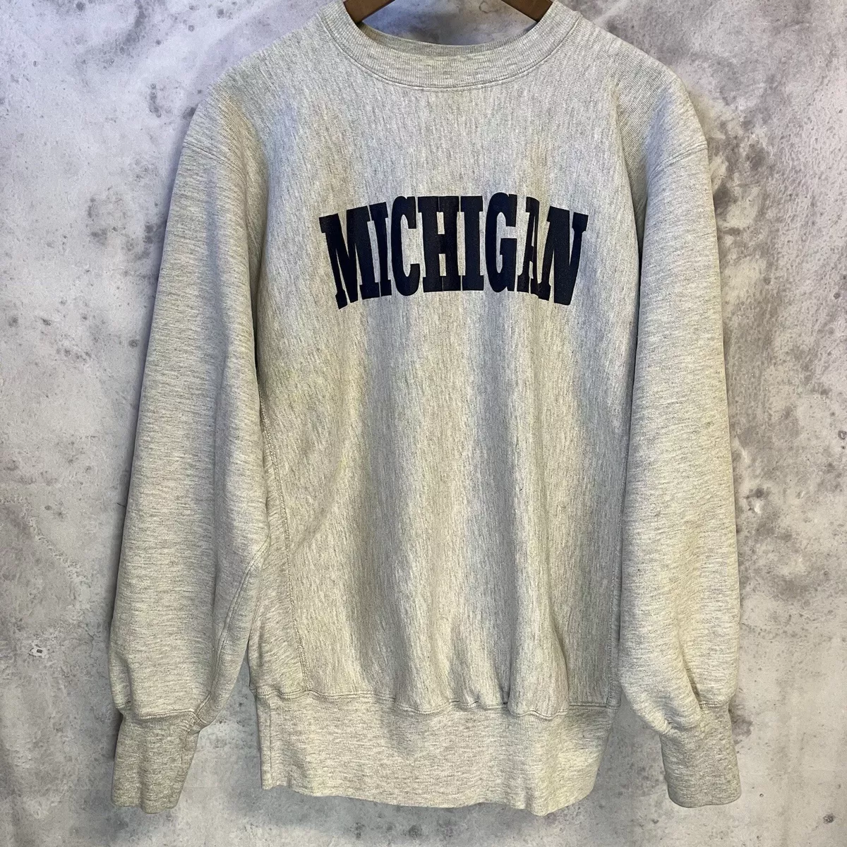 Vintage Champion Reverse Weave Michigan Sweatshirt 90s XL Gray R5