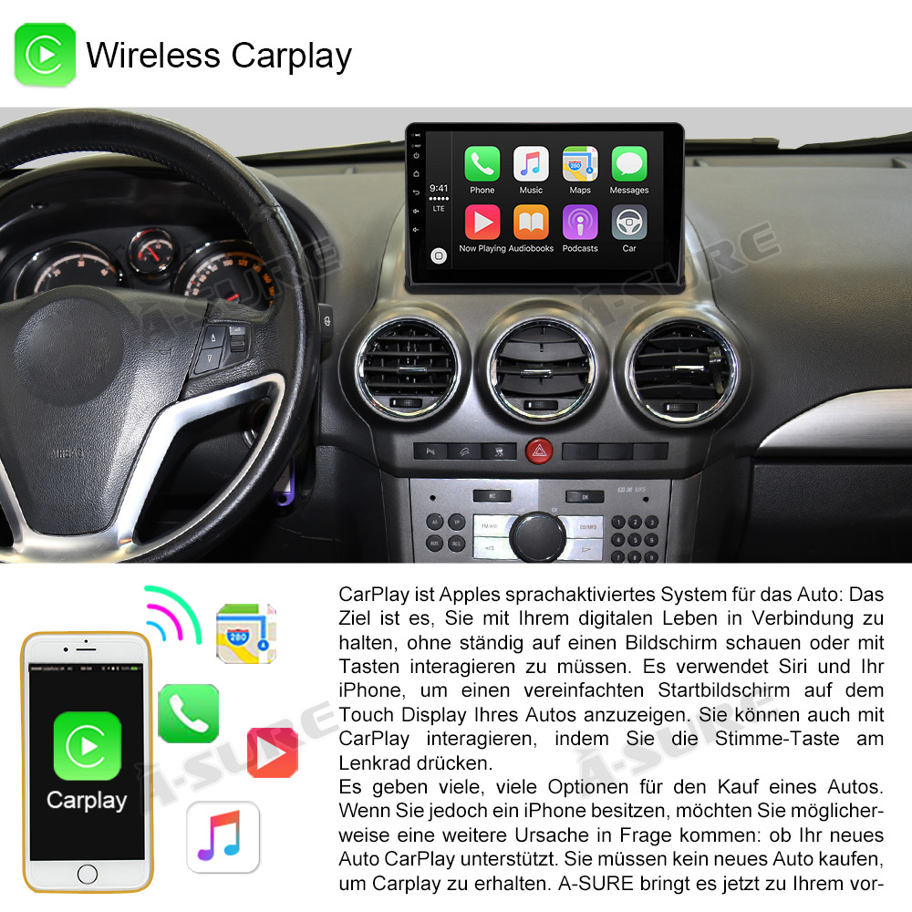 32GB Radio GPS DAB BT WIFI Wireless Carplay Autoradio für Opel Antara 2006-2015