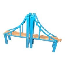 2 piece Wood Plastic Blue Railway Train Part Bridge Replacement Add-on Thomas