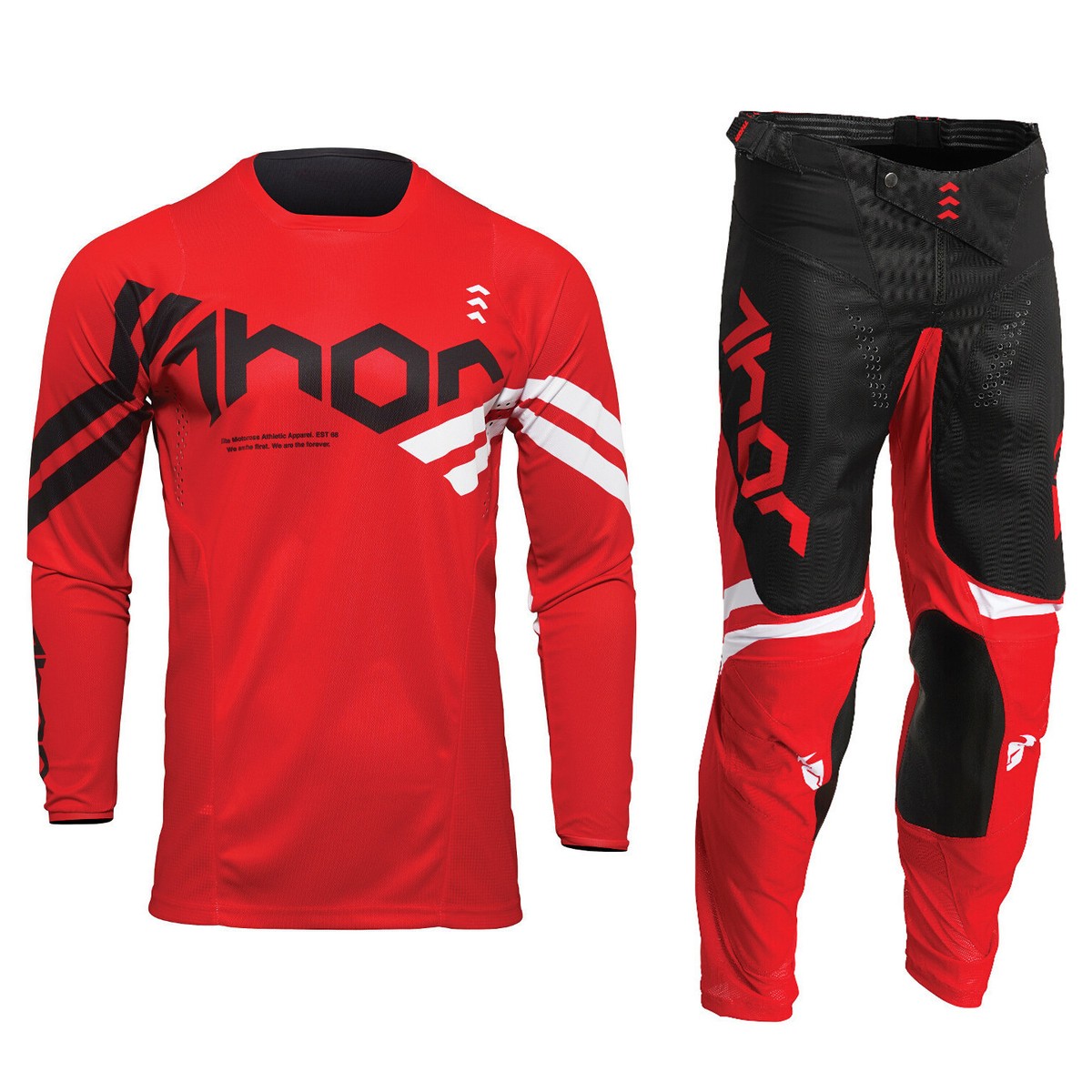 THOR PULSE MOTOCROSS MX KIT PANTS JERSEY CUBE RED WHITE UK