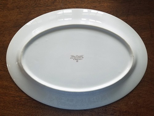 FITZ AND FLOYD, Fleur Orientale Green, 14 x 10 inch, Oval Serving Platter - Picture 2 of 3