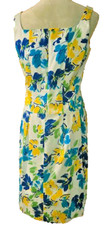 NWT Chaps by Ralph Lauren Women's 16 Floral Dress Watercolors Blue Yellow Green