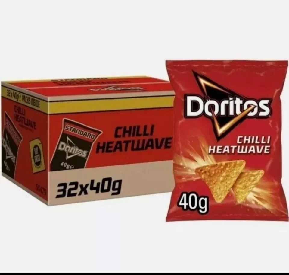 Doritos Chilli Heatwave 40g | 16 Half Box or 32 Full Box | Spicy Snack Packs - Image 2 of 3