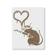 Banksy Love Rat Stencil - Durable & Reusable Mylar Stencils