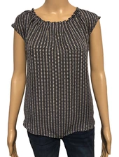 LC Lauren Conrad Gray Silky Tunic Blouse Size S White Hearts