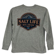 Saltlife Escape Youth Size S Gray Cotton Tee Shirt Live Salty Salt Life NWT