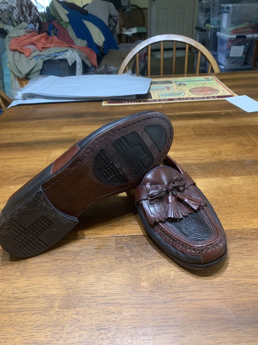 Johnston & Murphy Shoes Men 9 Brown Leather Kiltie Tassel Loafers Vtg Made Italy Johnston & Murphy Brown Leather Kiltie Tassel Loafers main image 2