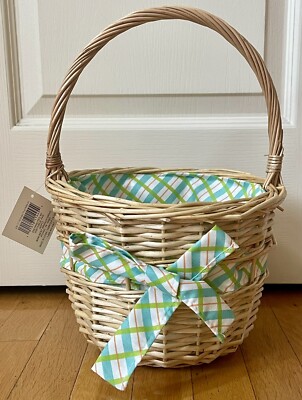 EASTER WICKER 10  BASKET (TEAL,GREEN,ORANGE,WHITE) CELEBRATE IT-HOLIDAY DECOR