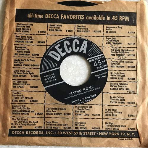FLYING HOME Lionel Hampton HEY BA BE BOP Decca 9-23837 1957 VG+ Jukebox 45 rpm - Picture 4 of 12