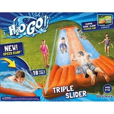 H2OGO! 18' Triple Lane Water Slide, With Speed Ramp, Inflatable, NEW.