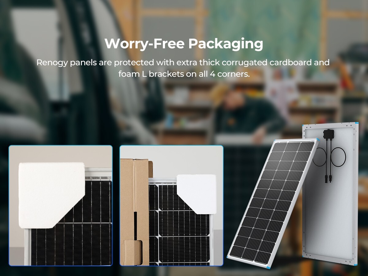 Renogy Solar Panel 100W 12V Mono Rigid for Van RV Marine Motorhome Camping