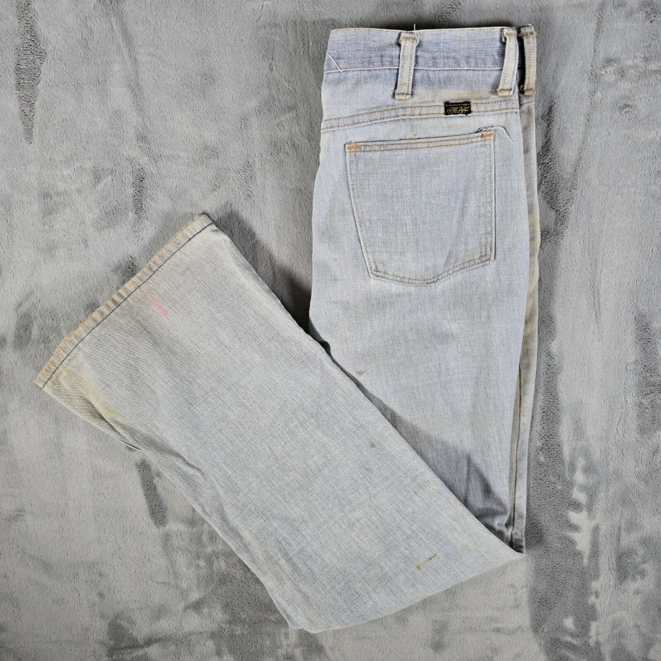 Винтажные состаренные мужские легкие вареные джинсы Wrangler начала 1970-х годов (32x31) - Изображение 3 из 4