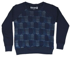 Doctor Who Girls Juniors Light Sweatshirt - Tardis Line Print Pattern Allover