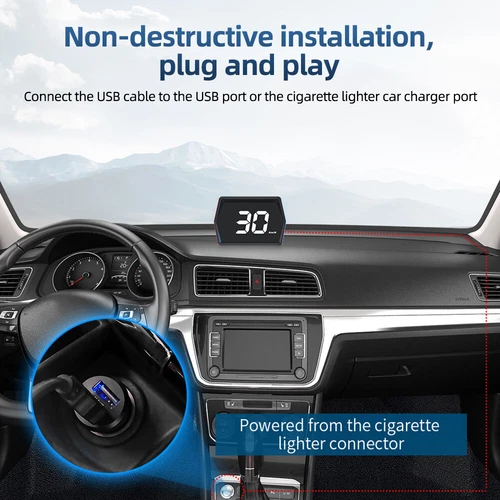 Universal Digital GPS Speedometer Car HUD Head Up Display MPH/KM Overspeed Alarm - Picture 8 of 20