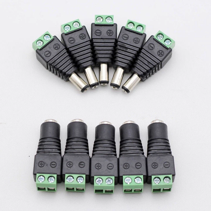 Male Female 5.5mm x 2.1mm DC Power Jack Plug Adapter Connector 12V 5V For Camera - Image 2 of 4