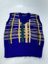 Blue Multicolor Patterned Sweater Vest Vintage Jayson Younger Cable Knit Medium