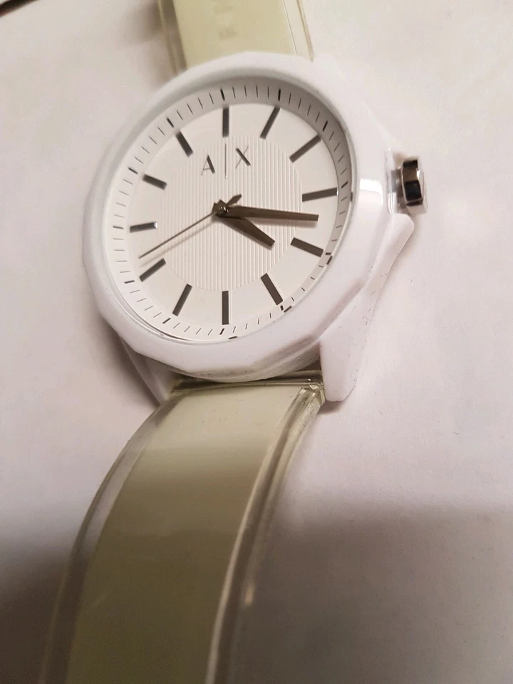 Armani Exchange Reloj Hombre Correa Silicona Blanco y Transparente Modelo Ax 2630 Foto 3 de 3